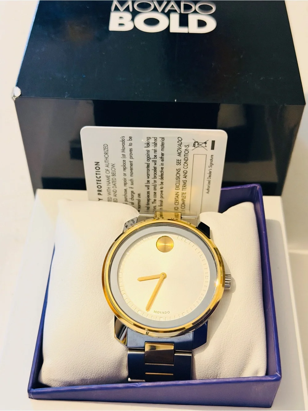 Movado Two-Tone Gold and Silver Minimalist Dial Watch
